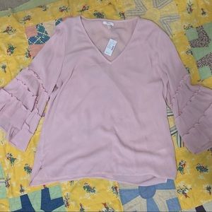 Maurices Pink Ruffle Bell Sleeve Top